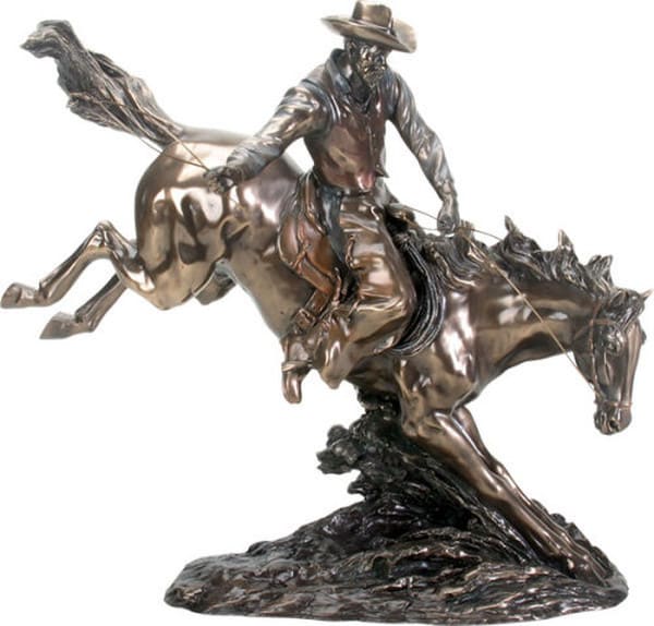 Cowboy Riding on Horse Sculpture Large - Image 2
