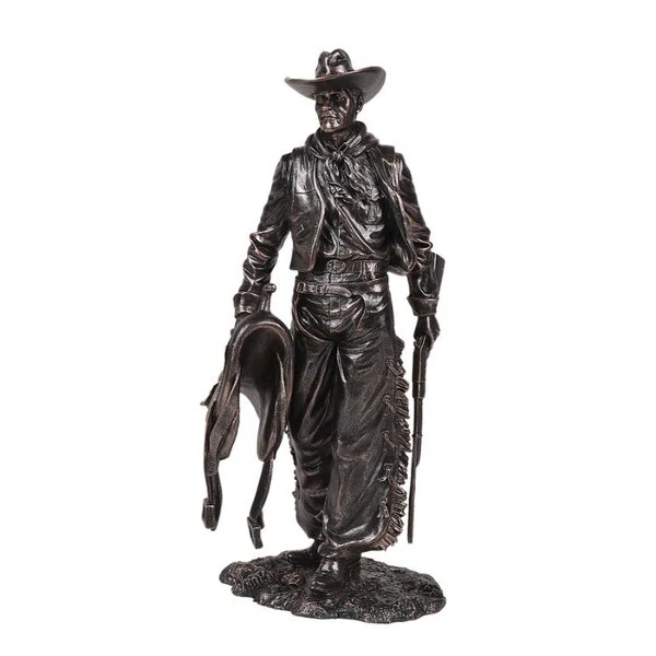 Cowboy Statue with Rifle and Saddle