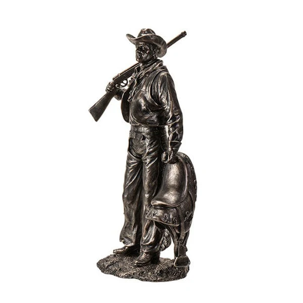 Cowboy Statue with Rifle and Saddle 17.7" High - Image 5