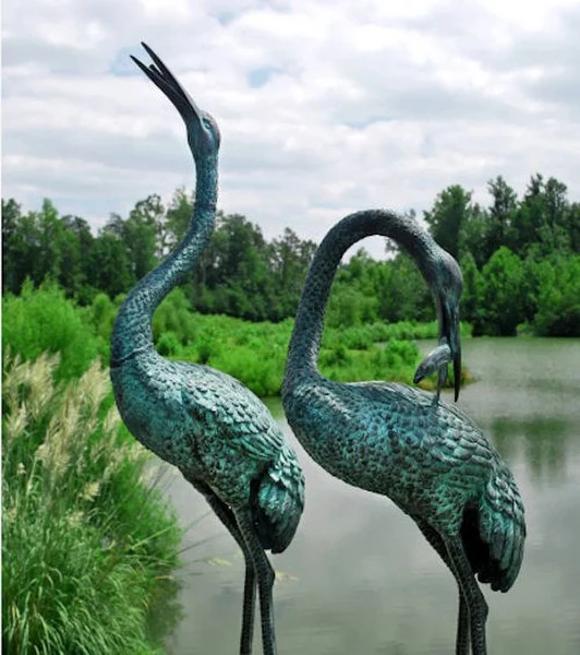 Cranes Water Features Bronze Statues Set - Image 3