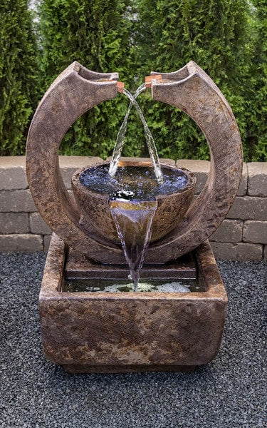 Crescent Two - Spill Garden Fountain Plus Light 35" High