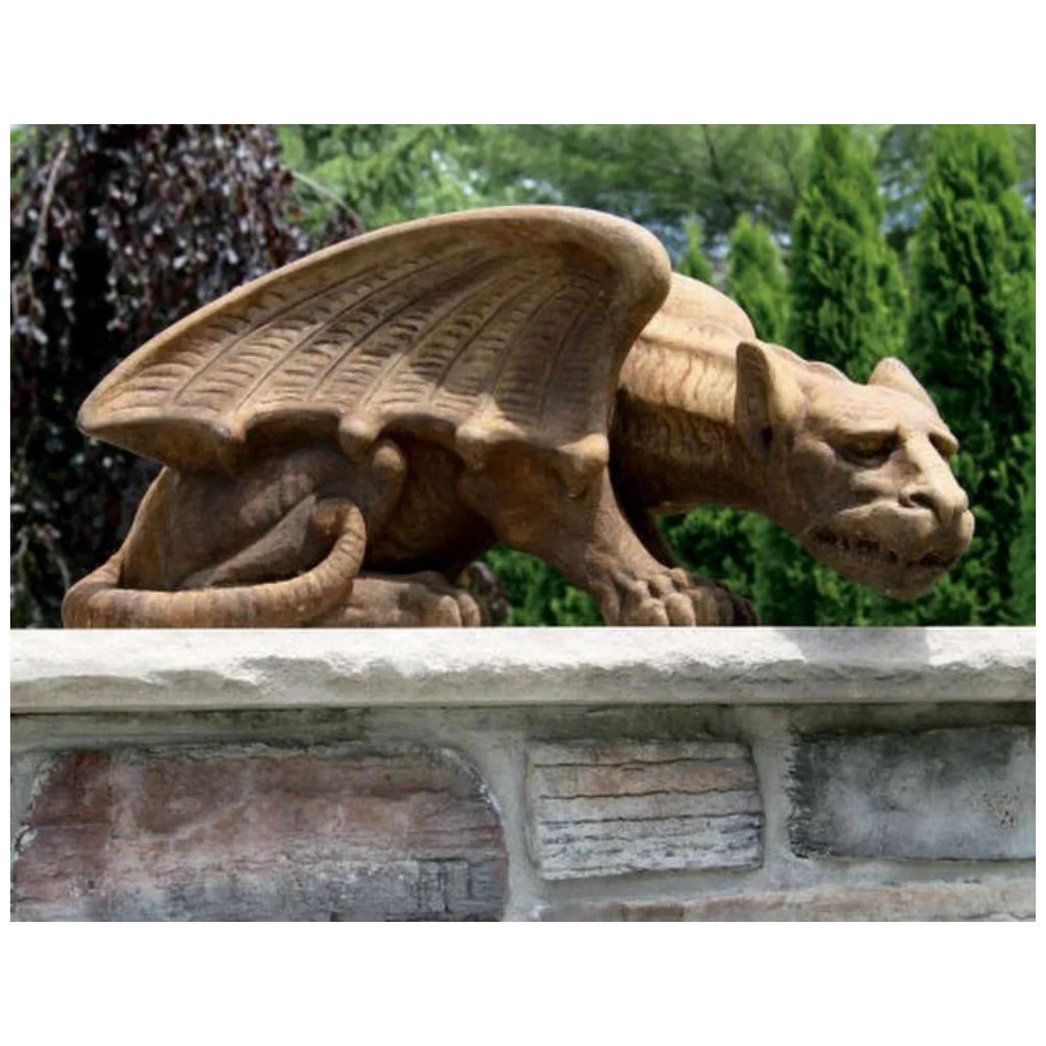 Crouching Gargoyle Garden Cement Sculpture