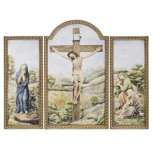 Crucifixion Triptych Wall Hanging Sculpture