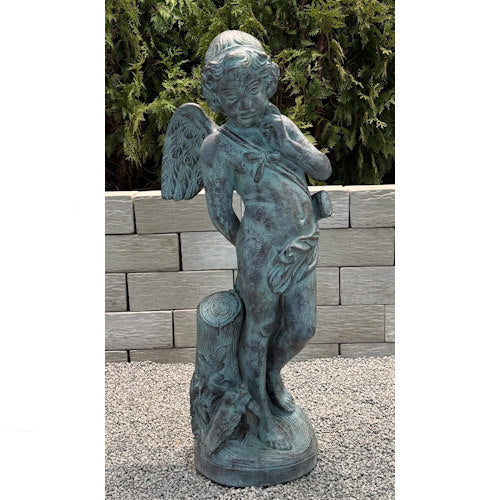 Cupid Sculpture Large Cast Stone 44" High