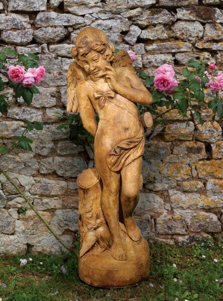 Cupid Sculpture Large Cast Stone 44" High - Image 2