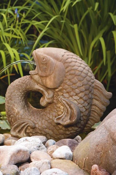 Curling Carp Plumbed Water Feature Sculpture