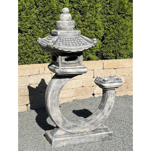 Asian Inspired Curved Pagoda Lantern Sculpture 40" High