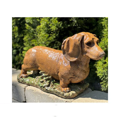 Dachshund Cement Dog Statue 21" Long