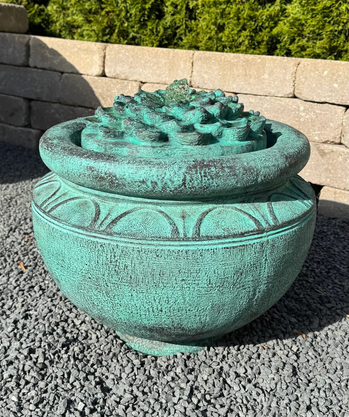 Dahlia Flower Lighted Bubbler Fountain 17" High Cast Stone