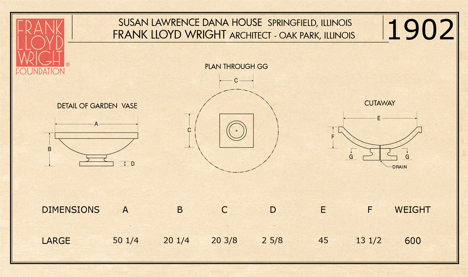 Dana Residence Vase by Frank Lloyd Wright Large Planter - Image 3