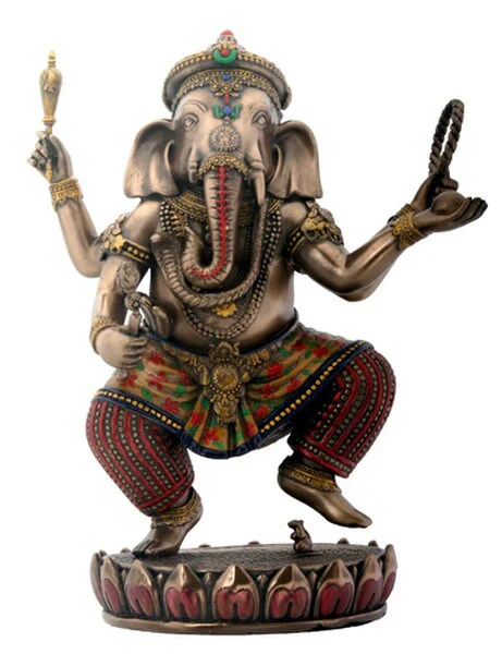 Dancing Ganesha on Lotus Flower Statue