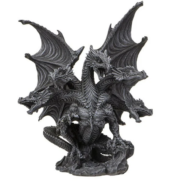Dark Hydra Four Headed Dragon Statue