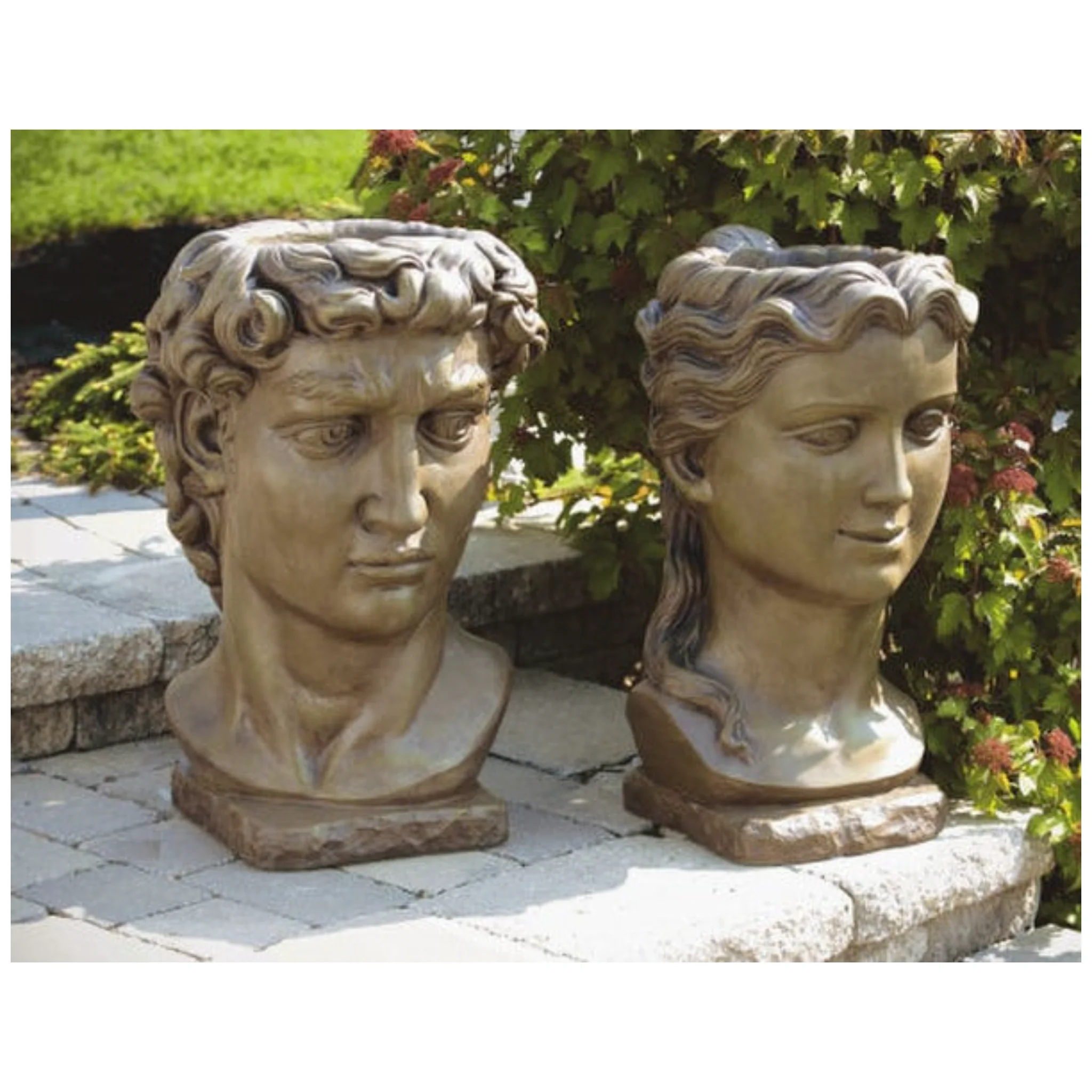 David & Diana Garden Planter Bust Pair