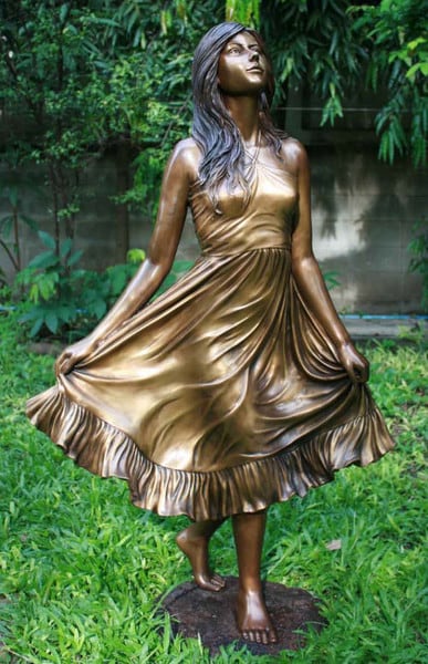 Debutant Girl Garden Bronze Sculpture - Image 4