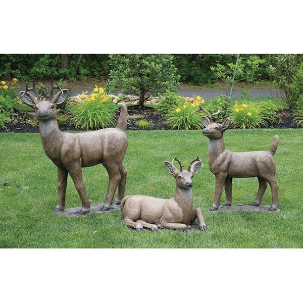 Deer Cast Stone Set of Three Statues