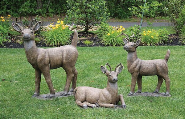 Deer Cast Stone Set of Three Statues - Image 2