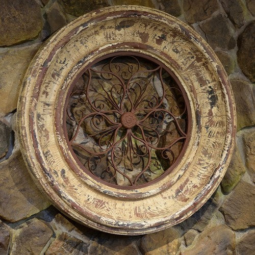 Distressed Architectural Wall Medallion Sculpture 32" - Image 2