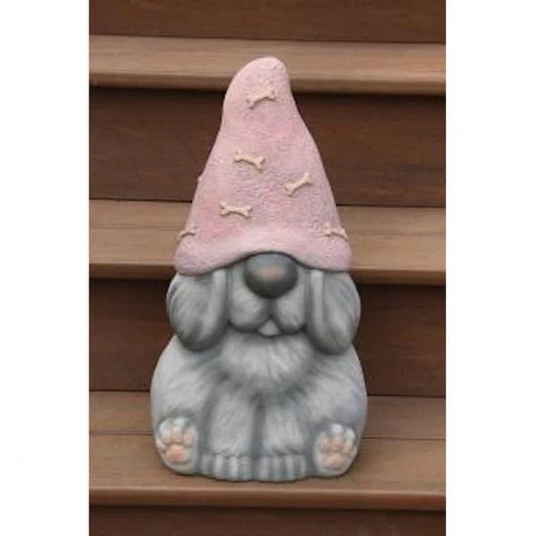 Dog Garden Gnome Statue 19" High Grey
