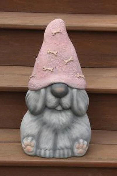 Dog Garden Gnome Statue 19" High Grey - Image 3