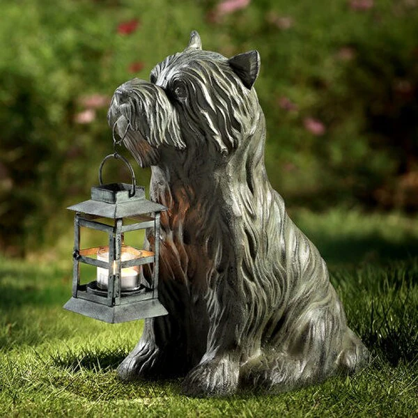 Dog Garden Lantern Patient Pooch Statue