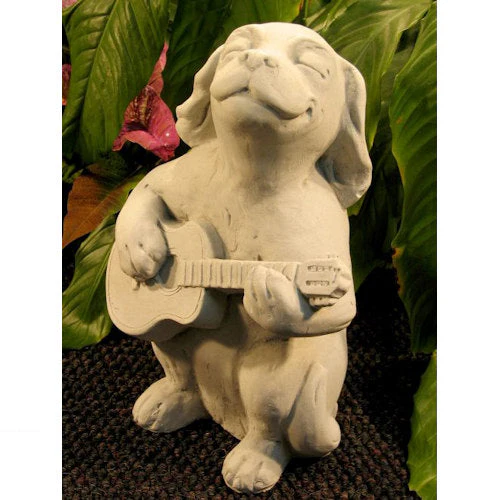 Dog With Playing Guitar Garden Sculpture