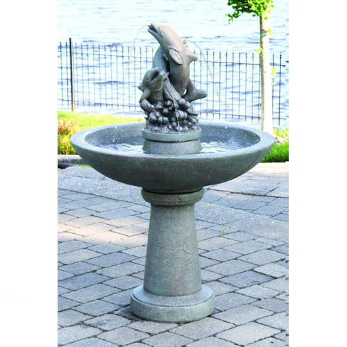 Dolphin Trio Spouting Garden Fountain 46" High - Image 2