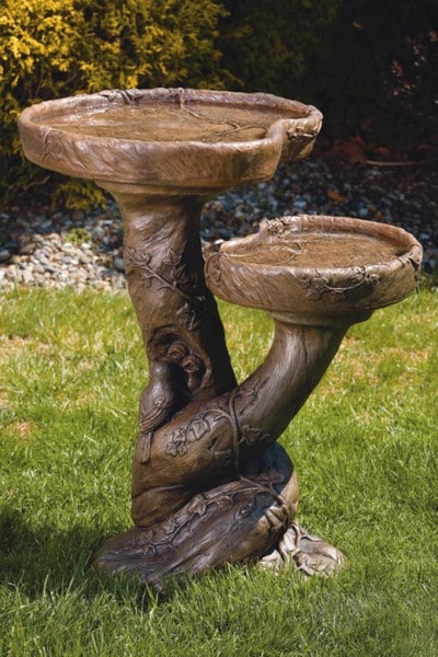 Double Woodscape Bird Bath 31" High