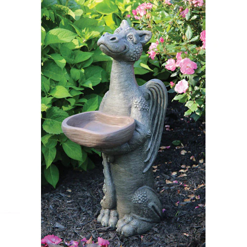 Dragon Grinsey Bird Bath Garden Sculpture 30.5" H