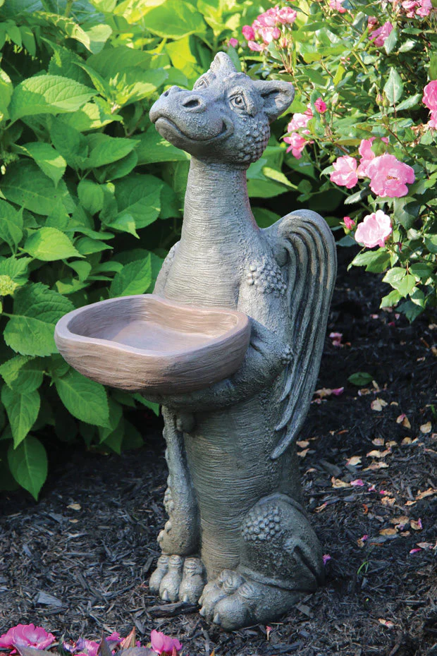 Dragon Grinsey Bird Bath Garden Sculpture 30.5" H - Image 2