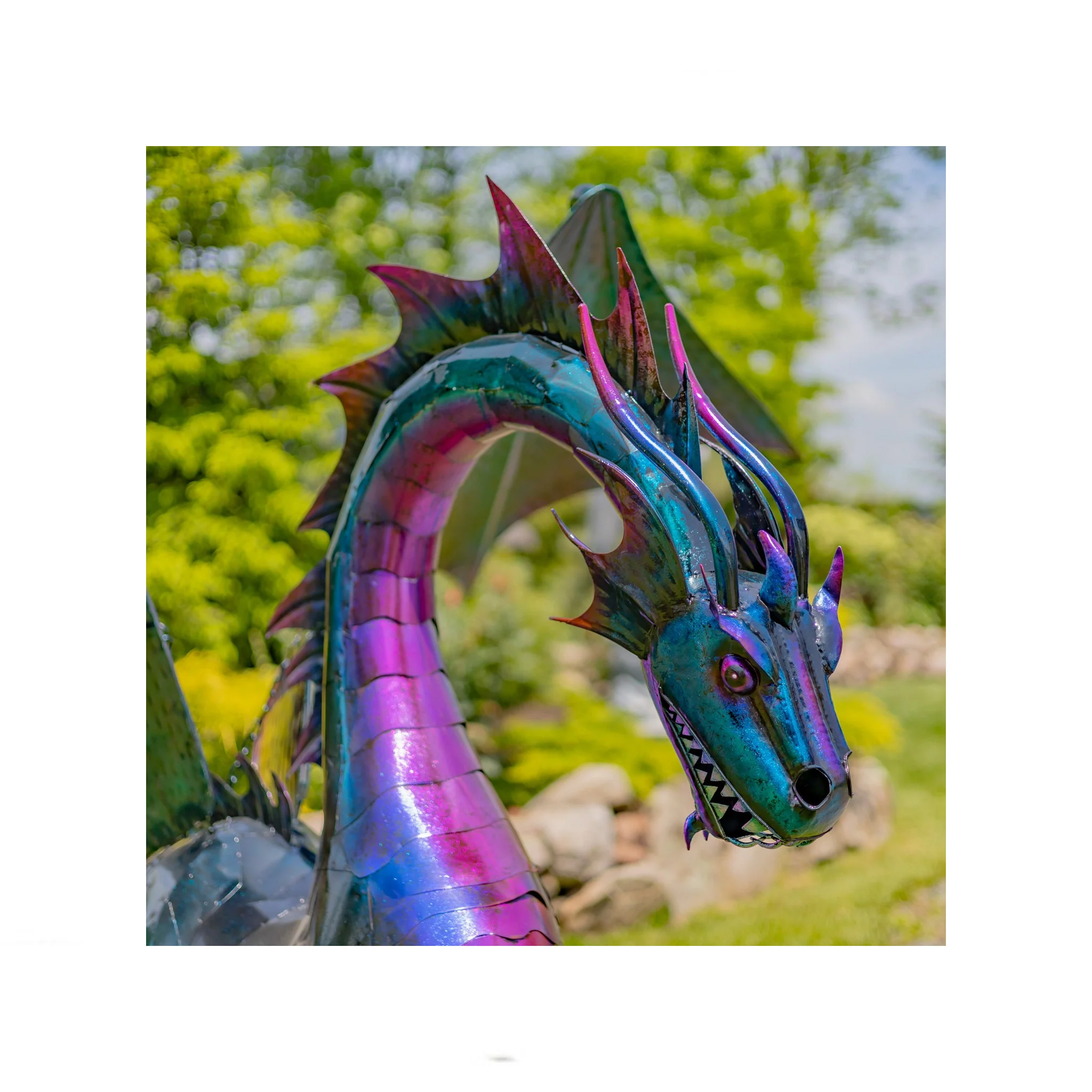 Dragon Statue 6 Feet Tall Iron Rainbow Color - Image 2