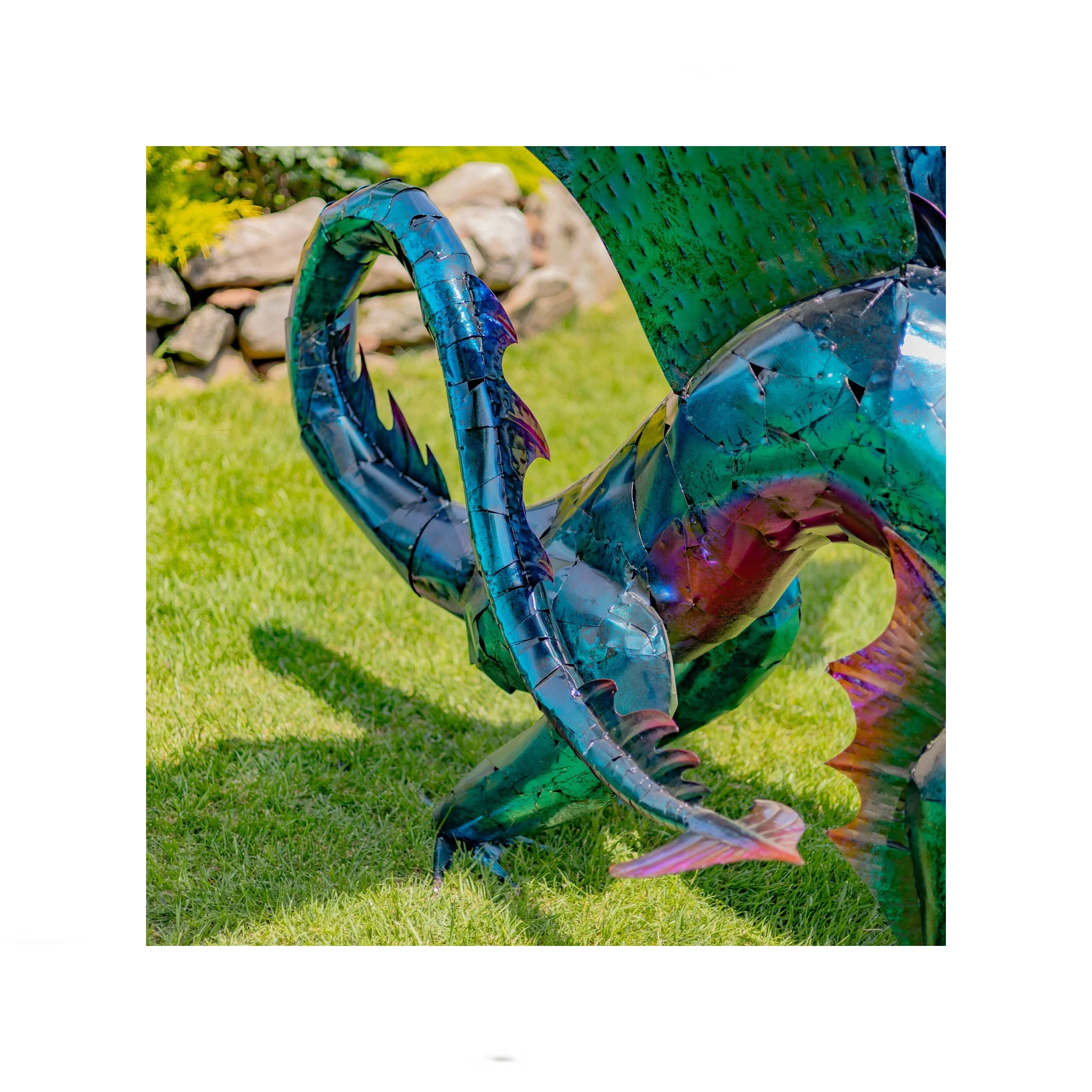 Dragon Statue 6 Feet Tall Iron Rainbow Color - Image 3