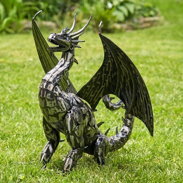 Dragon Statue Sentry Iron Sculpture 21" High - Image 4