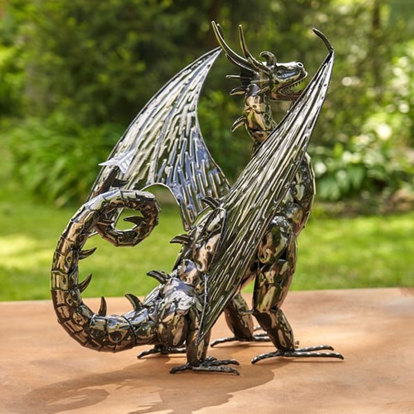 Dragon Statue Sentry Iron Sculpture 21" High - Image 6