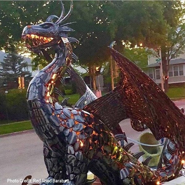 Dragon Statue with Curly Tail Iron Sculpture - Image 6