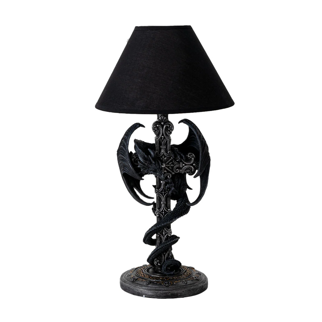 Dragon Wrapped Cross Sculptural Lamp Accent Light