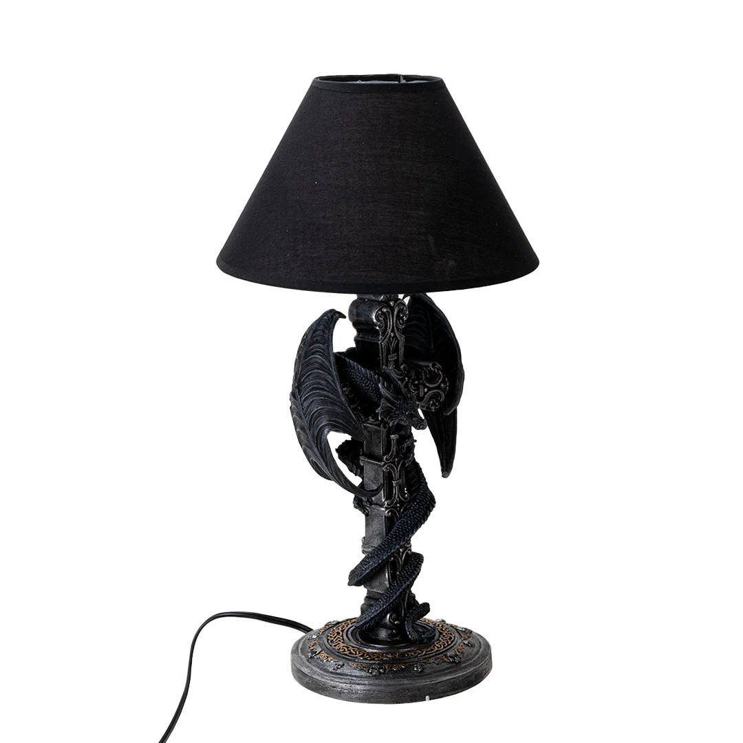 Dragon Wrapped Cross Sculptural Lamp Accent Light - Image 6