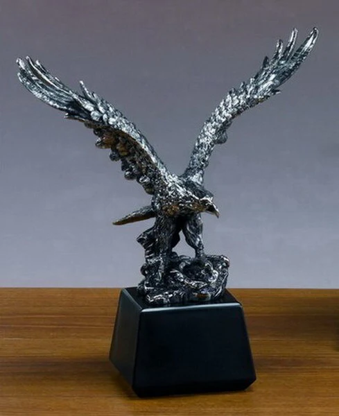 Eagle Antique Silver Statue 9.5" H
