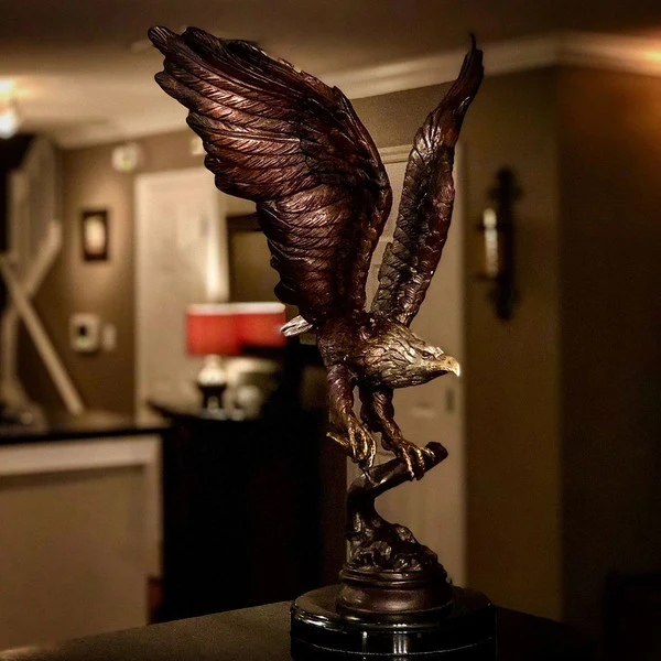 Eagle Bronze Statue with Marble Base