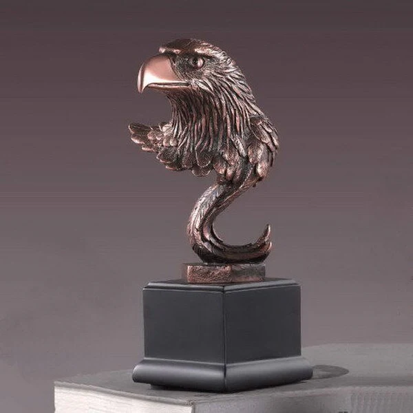 Eagle Bust on Wing Sculptural Portrait Statue 7" High