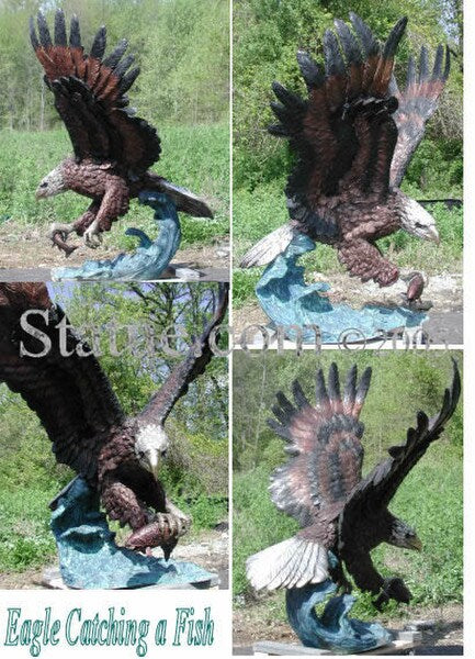 Eagle Catching A Fish Monument Bronze Statue