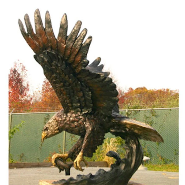 Eagle Catching A Fish Monument Bronze Statue - Image 3
