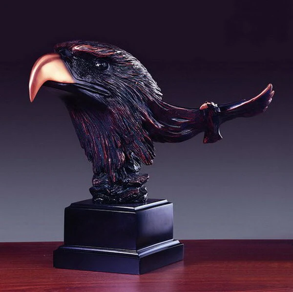 Eagle Head Bust Sculpture 10" H Statue - Image 2