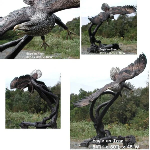Eagle In A Tree Bronze Sculpture - Image 2