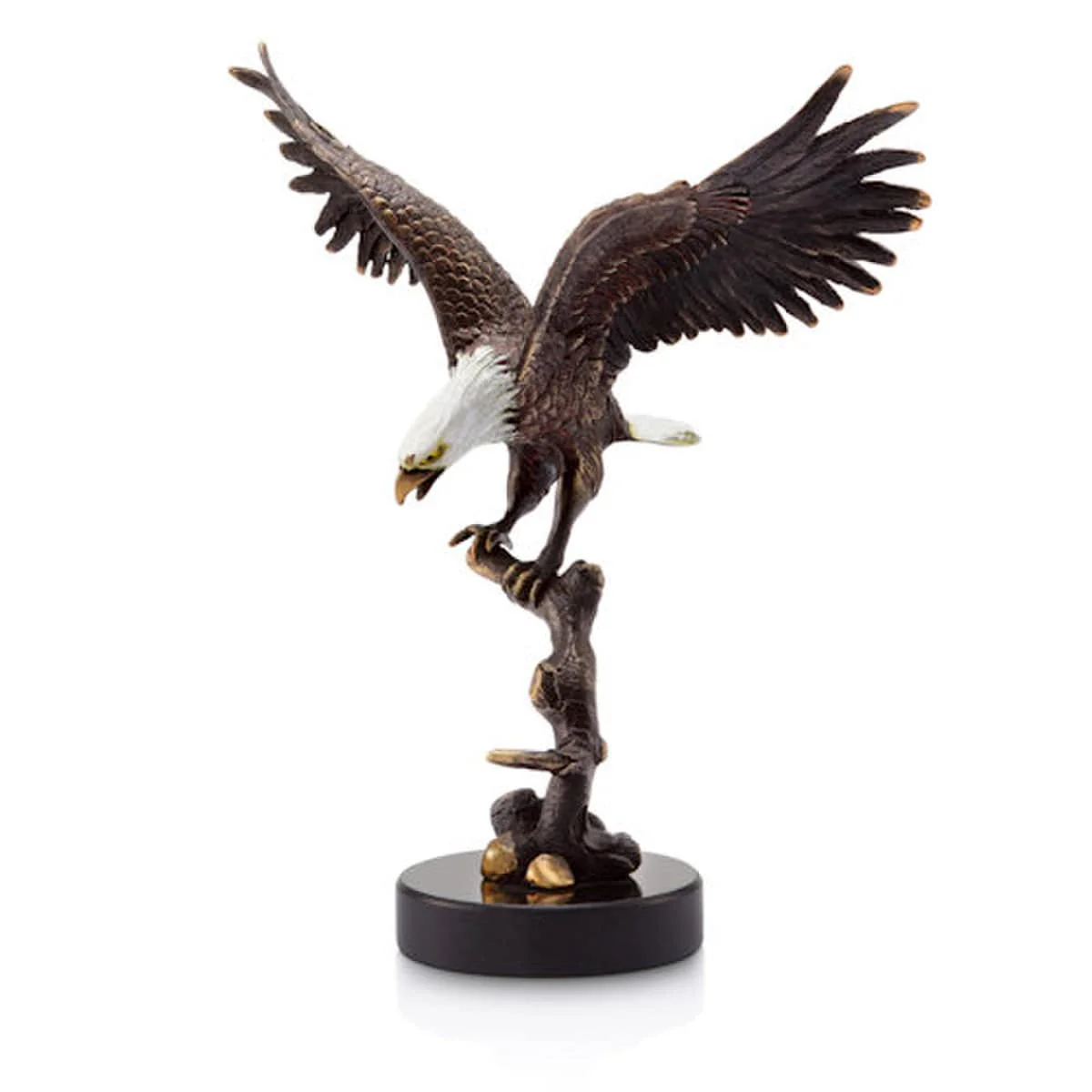 Eagle on Branch Sculpture Mounted on Museum Base 9" H