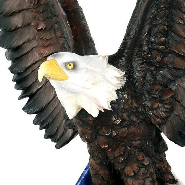 Eagle on Flag Statue Wood Base 18" High - Image 2