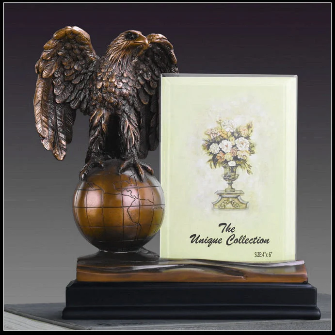 Eagle On Globe Picture Frame Award 8" High