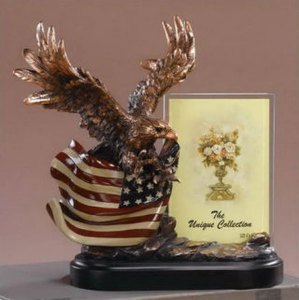 Eagle Picture Frame With American Flag Statue 10" High - Image 2