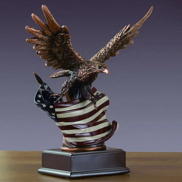 Eagle with American Flag Statue - Image 2