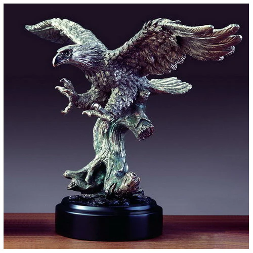 Eagle With Pewter Overlay Sculpture 9.5" high