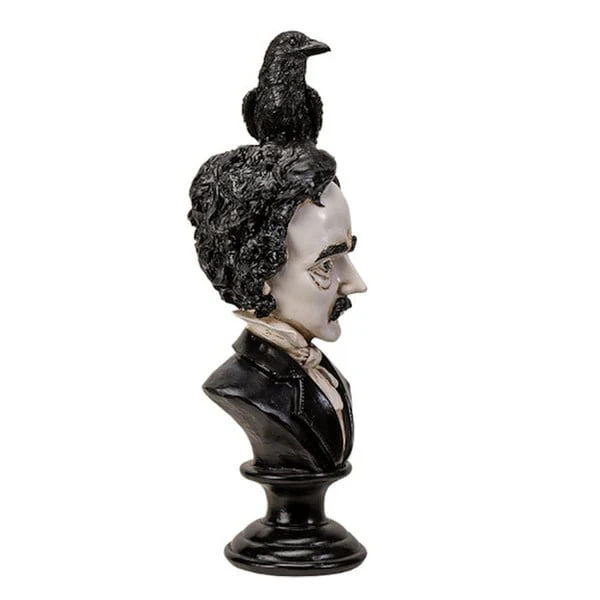 Edgar Allen Poe Bust with Raven Statue - Image 4